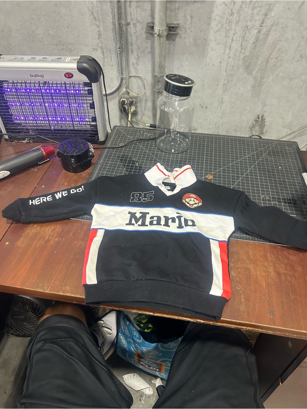 Mario Kids Pullover Sweatshirt - Black with White & Red Accents